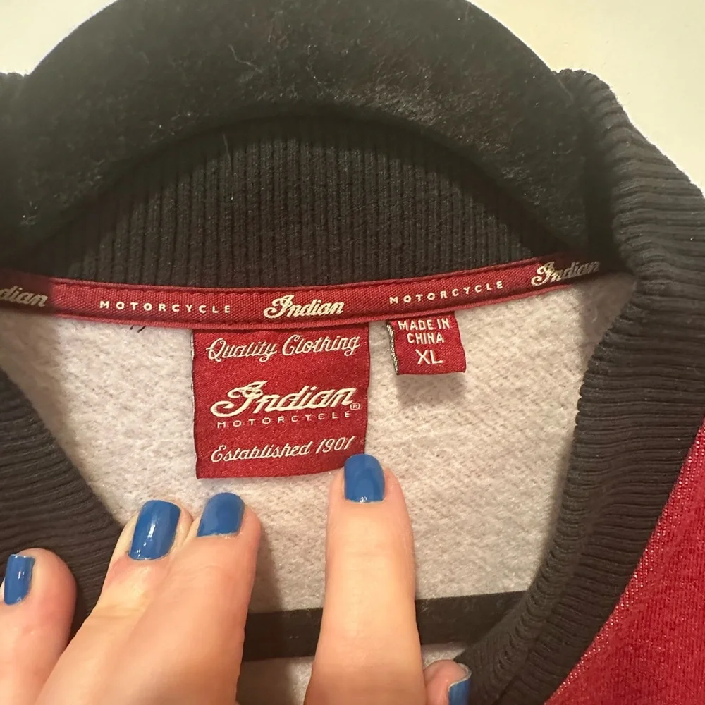 INDIAN MOTORCYCLE BRAND MEN’S FULL ZIP TWO-TONE SWEATSHIRT.  SIZE X-LARGE. - Picture 2 of 7